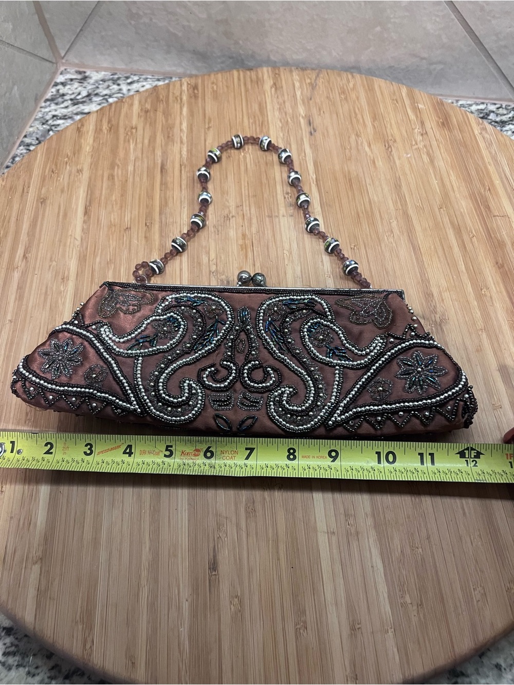 Source Unknown Brown Beaded Evening Clutch with Metallic Accents - Picture 11 of 15